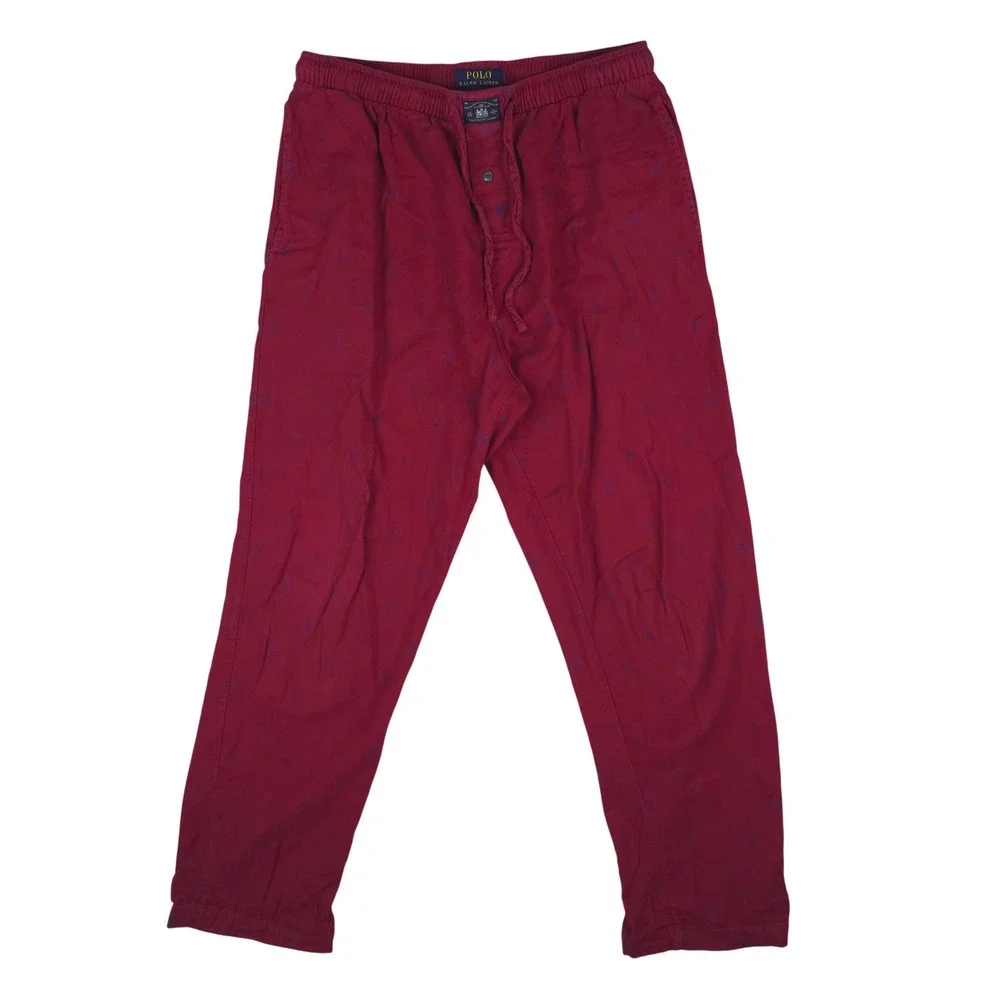 Polo Ralph Lauren Pajama Pants Mens M‎ Red All Over Pony Logo Cotton Sleepwear